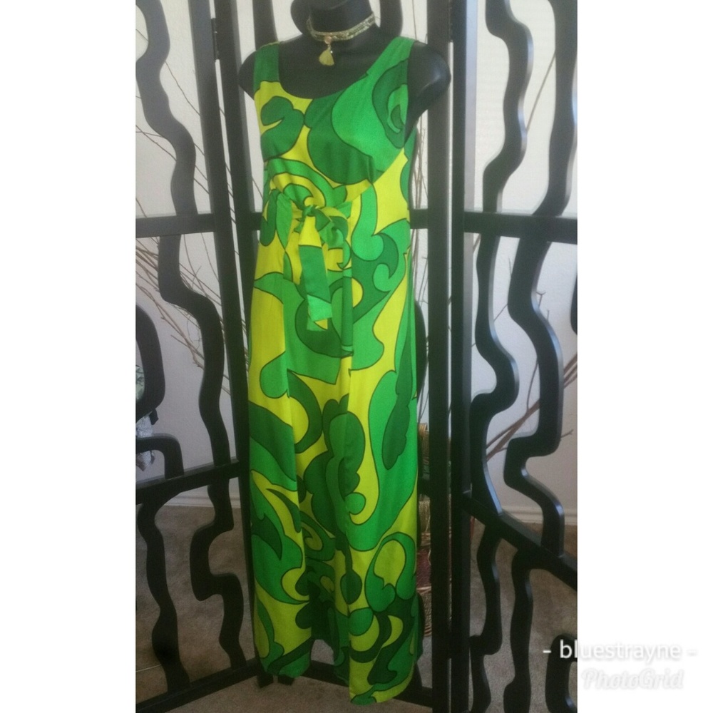 Vintage Geometric print maxi dress